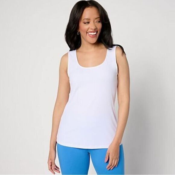 NWT Susan Graver Women’s Plus Size White Square Neck Tank Top - Size 4XL - Picture 1 of 4